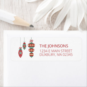 Christmas Holiday Ornament Return Address Label