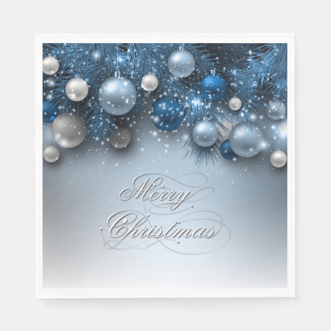 Christmas Holiday Ornaments - Blues Napkin (Front)