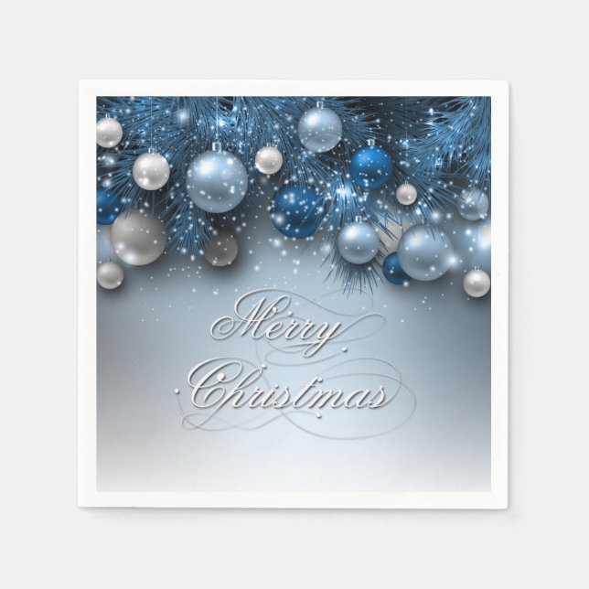Christmas Holiday Ornaments - Blues Napkin (Front)