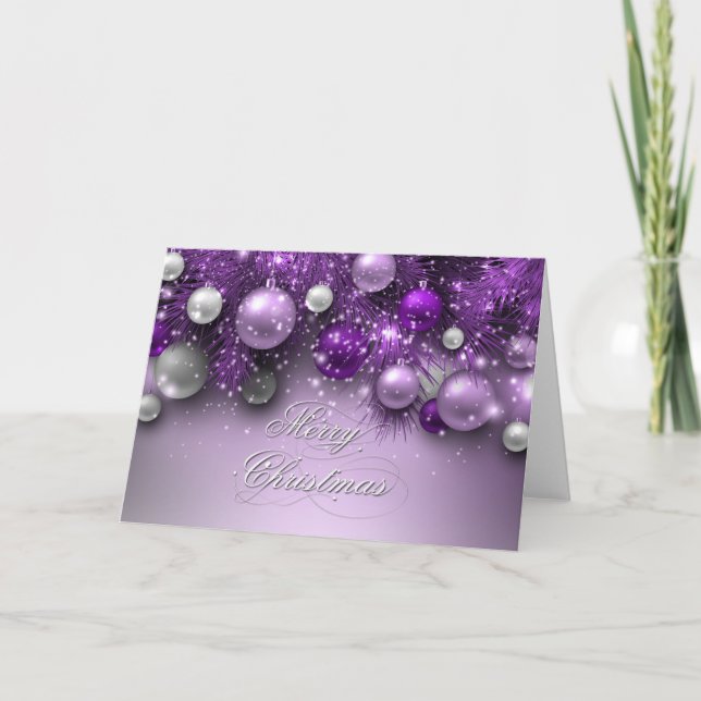 Christmas Holiday Ornaments - Purples Card (Front)