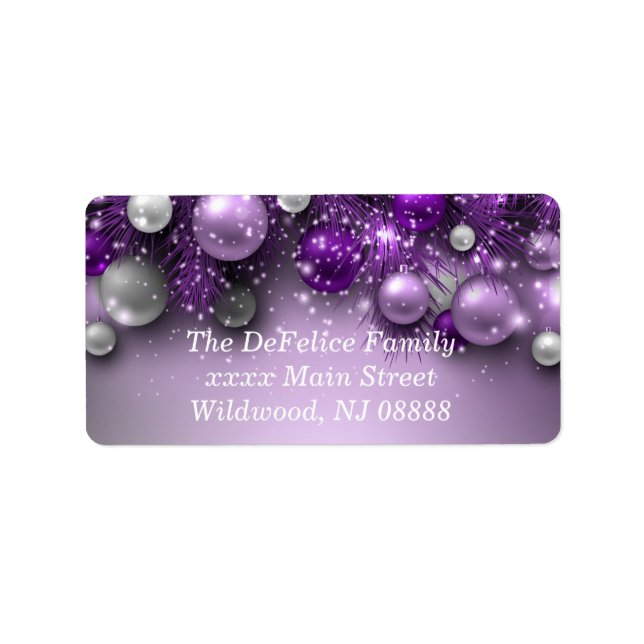 Christmas Holiday Ornaments - Purples Label (Front)