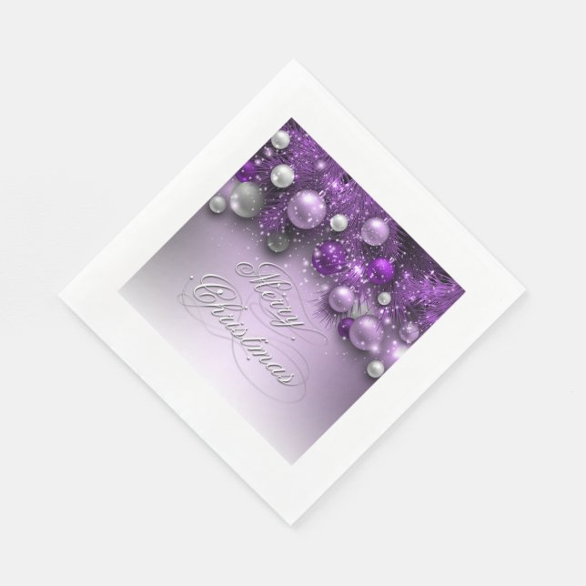 Christmas Holiday Ornaments - Purples Napkin (Corner)