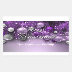 Christmas Holiday Ornaments - Purples Rectangular Sticker