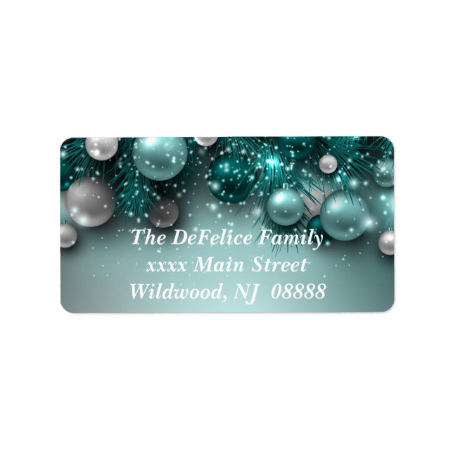 Christmas Holiday Ornaments - Teal - Customise Label (Front)