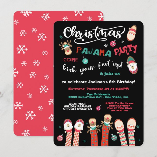 Christmas Holiday Pajama Party Invitation (Front/Back)