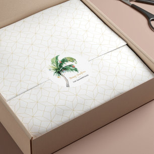 Christmas Holiday Palm Tree Family Best Wishes Classic Round Sticker