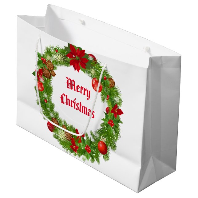 Christmas Holiday Paper Gift Bag (Front Angled)