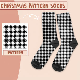 Christmas Holiday Party Black And White Pattern  Socks