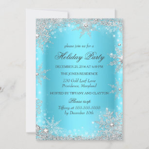 Christmas Holiday Party Blue Winter Wonderland Invitation