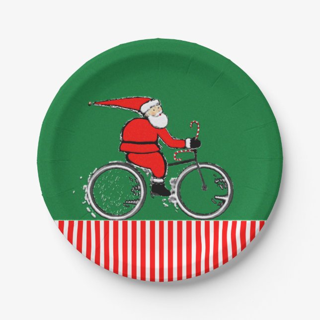 Christmas Holiday Party Cyclist Paper Plate (Front)