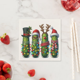 Christmas Holiday Party Dill Pickles Paper Napkins