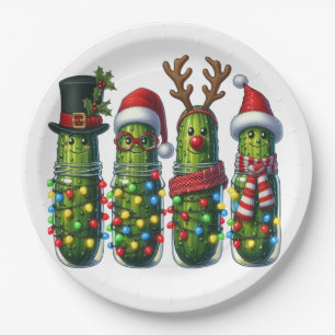 Christmas Holiday Party Dill Pickles Paper Plates