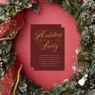 Christmas Holiday Party Elegant Calligraphy Red