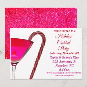 Christmas   Holiday Party Elegant Red Candy Cane Invitation