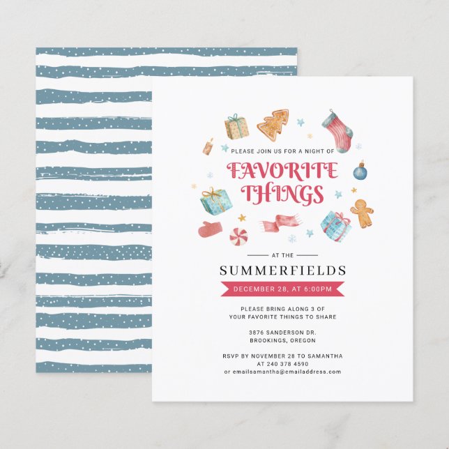 Christmas Holiday Party Favourite Things Invitatio (Front/Back)