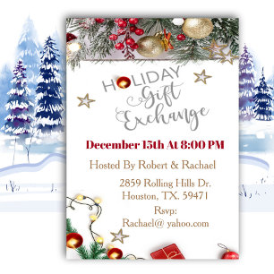 Christmas Holiday Party Gift Exchange  Invitation