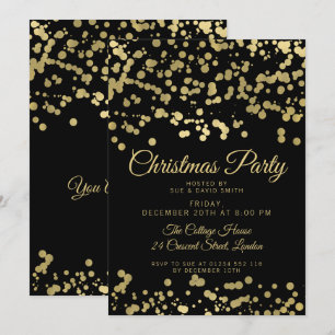 Christmas   Holiday Party Gold Foil Confetti Invitation