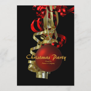 Christmas holiday party gold red elegant invitation