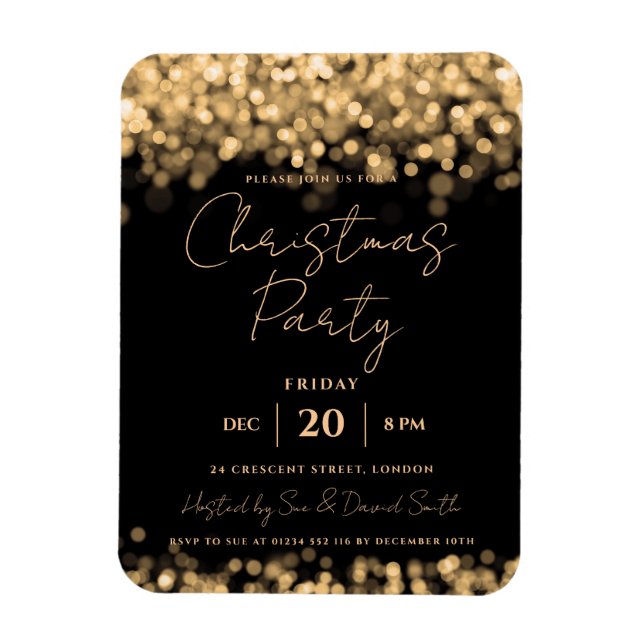 Christmas Holiday Party Gold Shimmering Lights Inv Magnet (Vertical)