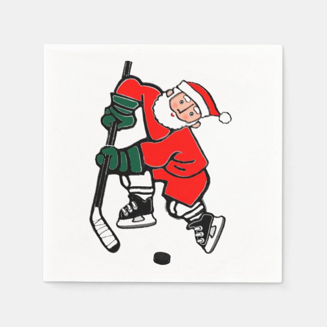 Christmas Holiday Party Hockey Napkins (Front)