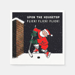 Christmas Holiday Party Hockey Sports Napkin