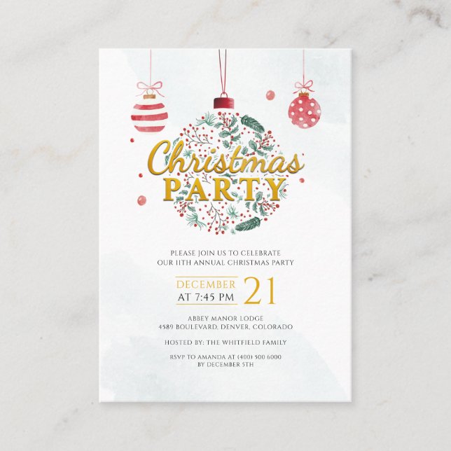 Christmas Holiday Party Invitation Card (Front)