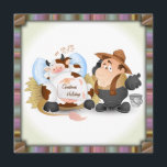 Christmas Holiday Party Invitation - Funny Cow<br><div class="desc">Celebrate the Christmas holidays with this funny cow on Christmas holidays party invitation. This invitation features a cartoon illustration of a cow napping on straw and a pillow with a note on her belly stating that she is on Christmas holidays while the farmer questions what is happening with his milk...</div>