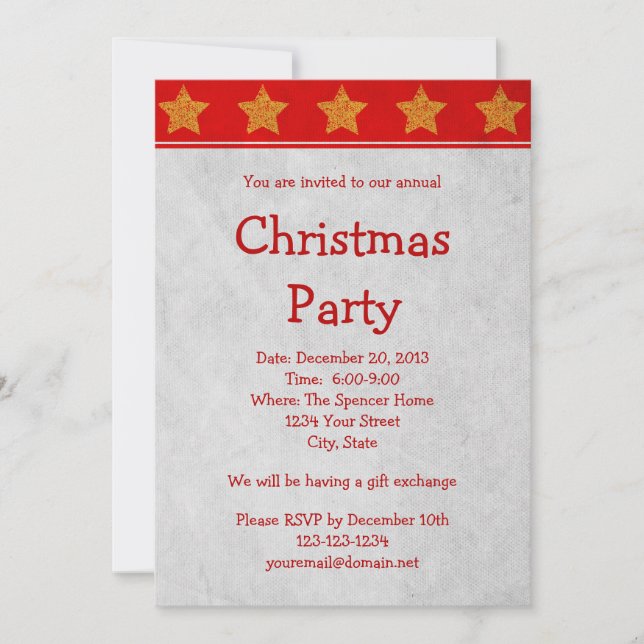 Christmas Holiday Party Invitation or Announcement (Front)
