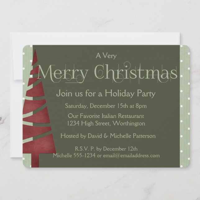 Christmas Holiday Party Invitation Tree Design 1 (Front)