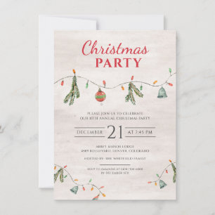 Christmas Holiday Party Lights Rustic Decor Card