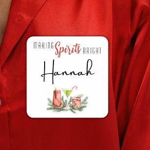 Christmas Holiday Party Name Tags Festive Drinks