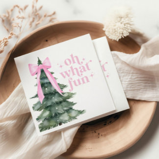Christmas Holiday Party Oh What Fun Pink Napkin