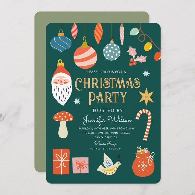 Christmas Holiday Party Ornament & Lights Invitation (Creator Uploaded)