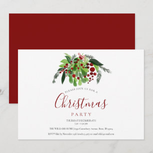 Christmas Holiday Party Red Berries  Invitation