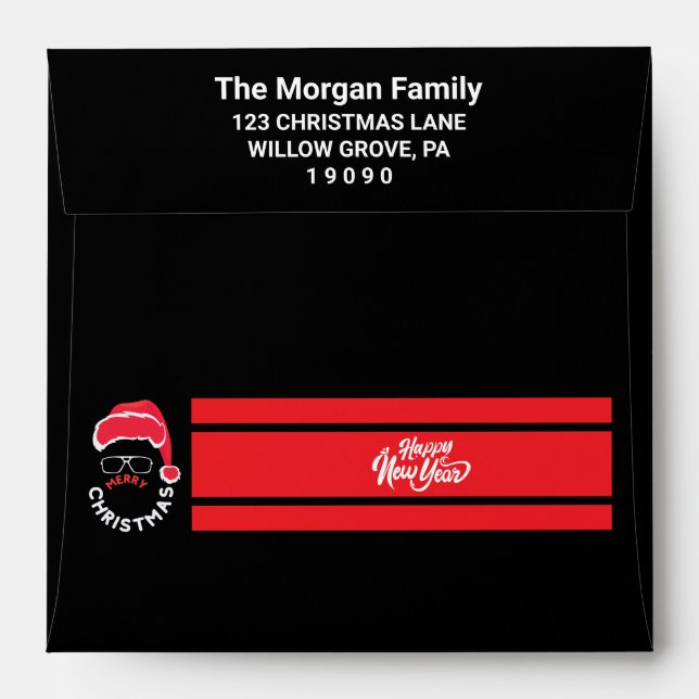  Christmas Holiday Party Red Black Envelope (Back (Top Flap))