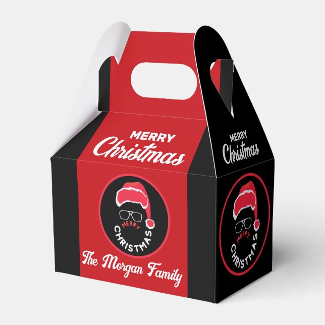 Christmas Holiday Party Red Black Favour Box (Front Side)