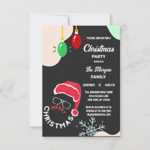 Christmas Holiday Party Red Black Invitation
