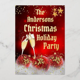 Christmas Holiday Party Red Gold Champagne 