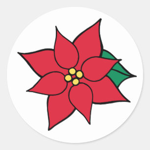 Christmas Holiday Party Red Poinsettia Stickers