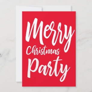 Christmas Holiday Party Red with White Typography Invitation