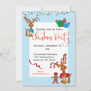 Christmas Holiday Party Reindeer Rudolph Invitation