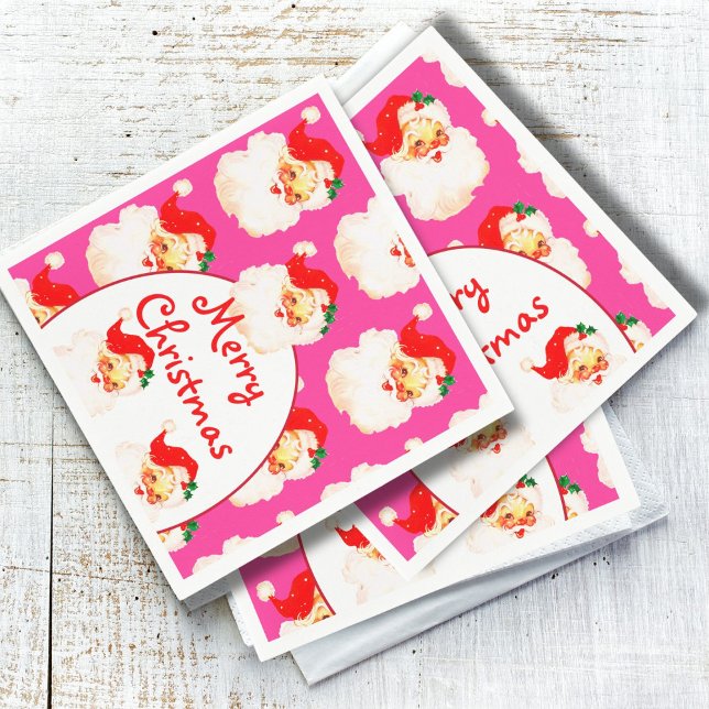 Christmas Holiday Party Santa Claus PInk Napkin (Creator Uploaded)