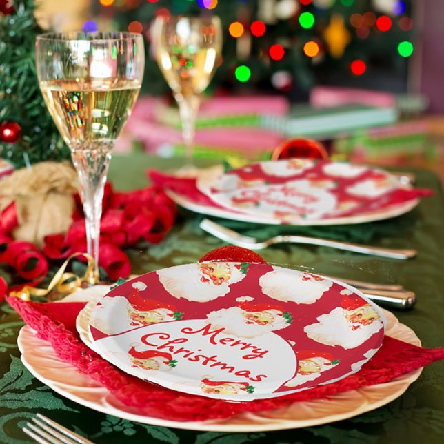 Christmas Holiday Party Santa Claus Red  Paper Plate (Creator Uploaded)