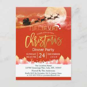 Christmas Holiday Party Santa Hat Reindeer Sleigh Postcard