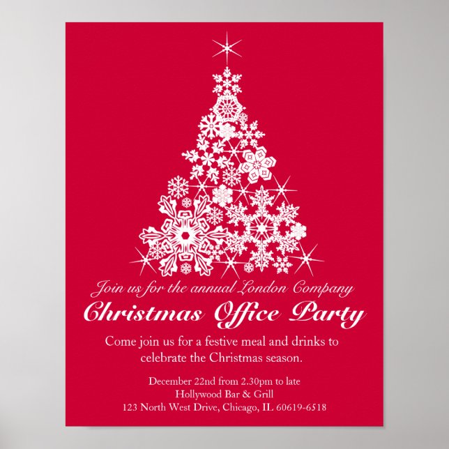 Christmas holiday party tree red office poster (Front)