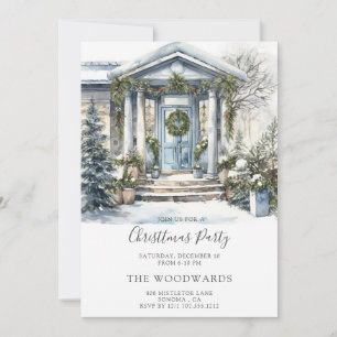 Christmas Holiday Party Watercolor House Invitation