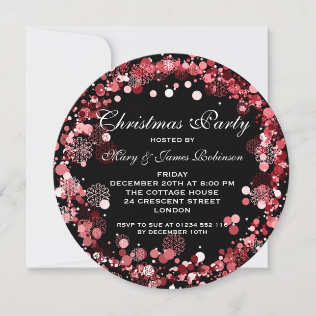 Christmas Holiday Party Wreath Red Invitation (Front)
