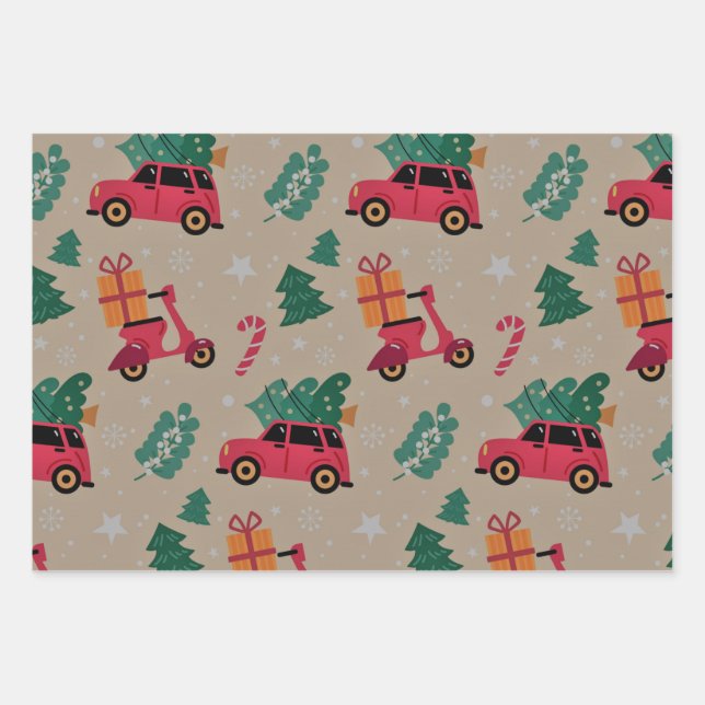 Christmas Holiday Patten  Wrapping Paper Sheet (Front)