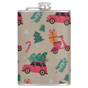 Christmas Holiday Patten  Wrapping Paper Sheets Hip Flask