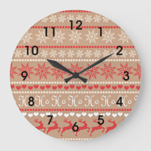Christmas Holiday pattern Large Clock